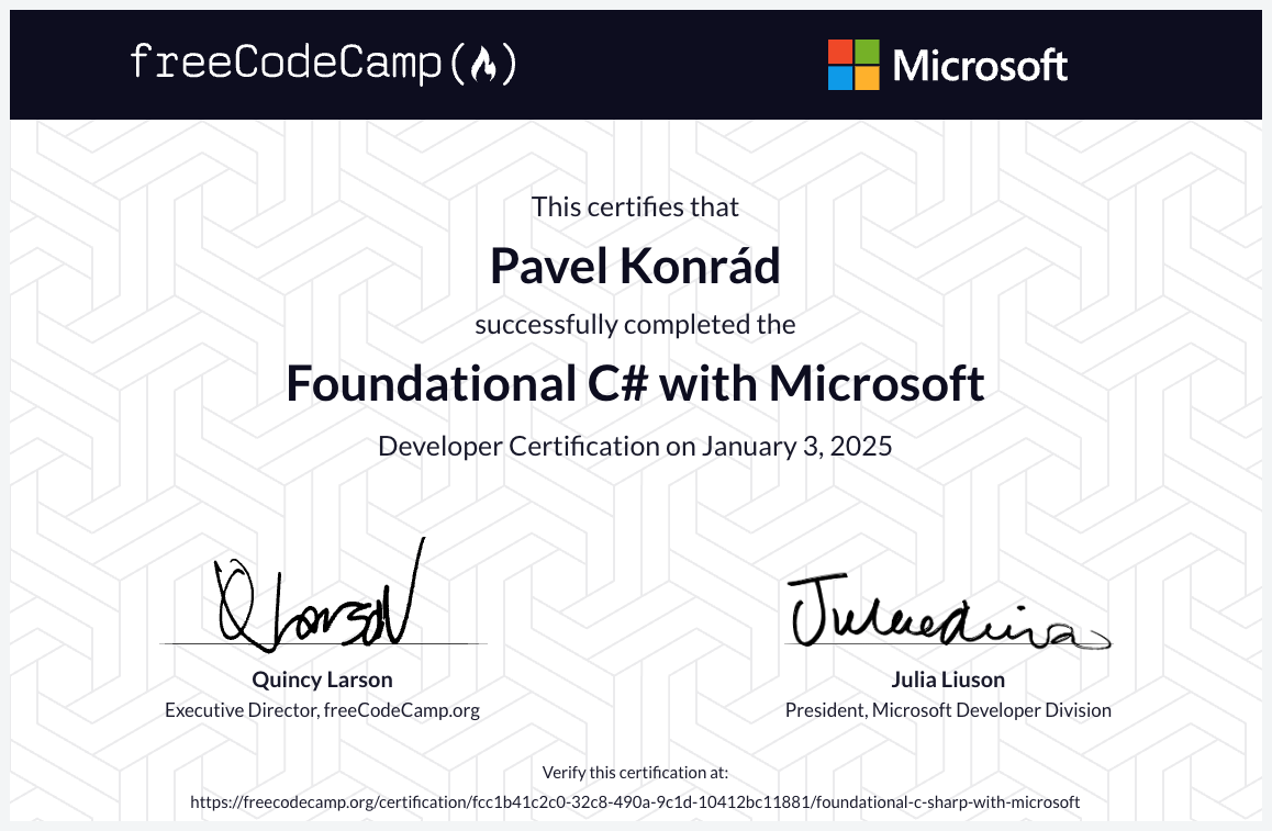 Certification of Microsoft C# Foundational